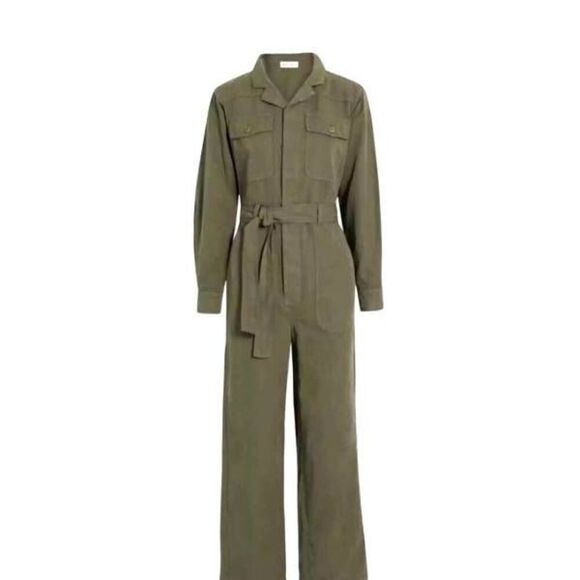 NWT ALEX MILL Mel Cotton Linen Blend Twill Jumpsuit in Army Green sz XL - Picture 1 of 6